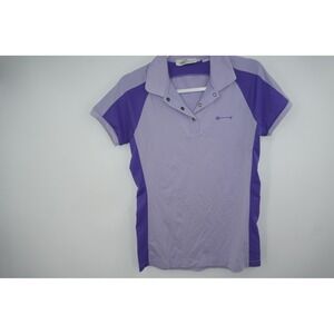 Bugatchi Shirt Womens Small Purple‎ Performance Polo Snap Placket Short Sleeve